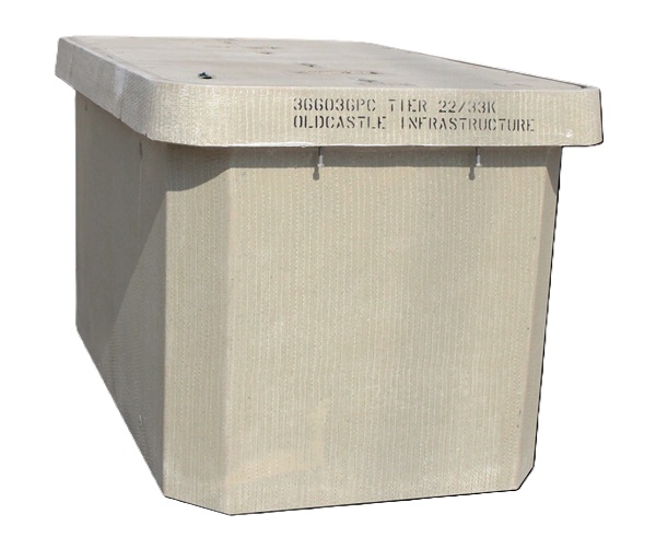 OldCastle - 36 x 60 x 36 Polymer Concrete Vault, Tier 22 - 366036-PC-PC-T22-SW-ODC